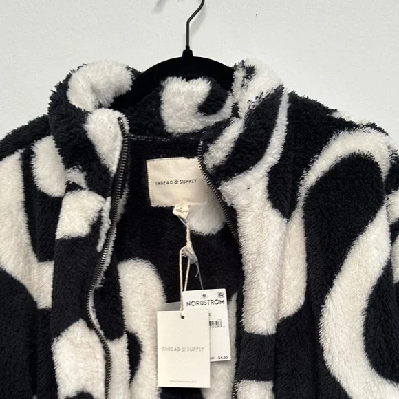 Thread & Supply Black and White Fuzzy Zip Jacket - Picture 10 of 12